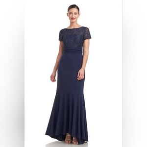 NWT Size 14 JS Collections Celia Mixed Media Mermaid Gown